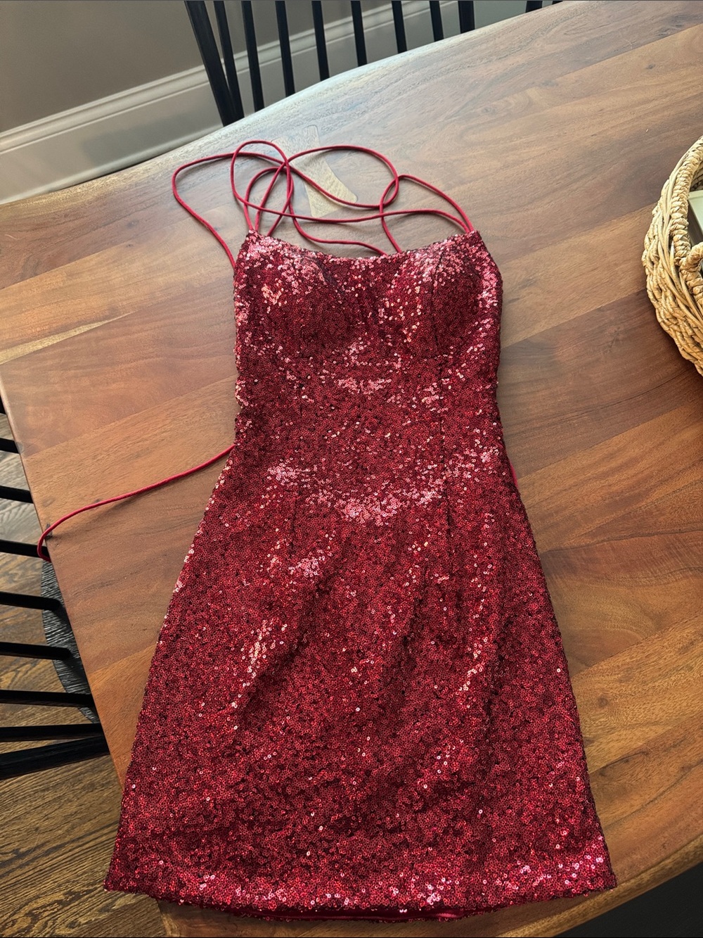 Sherri Hill Homecoming Red Sequin Dress Style 55109